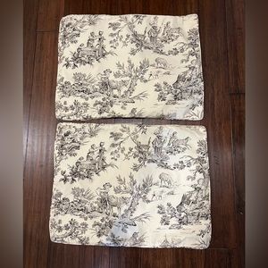 Toile Decorative Pillow Covers in Cream and Black — Classic Scenic Design